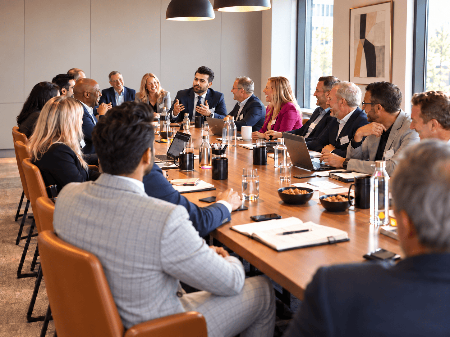 Marketing executives exchanging growth and positioning ideas